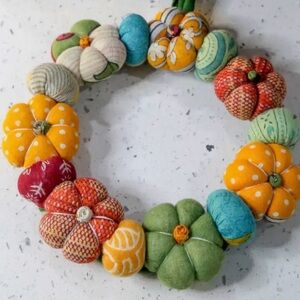 Mini Saree Fabric Pumpkin Wreath